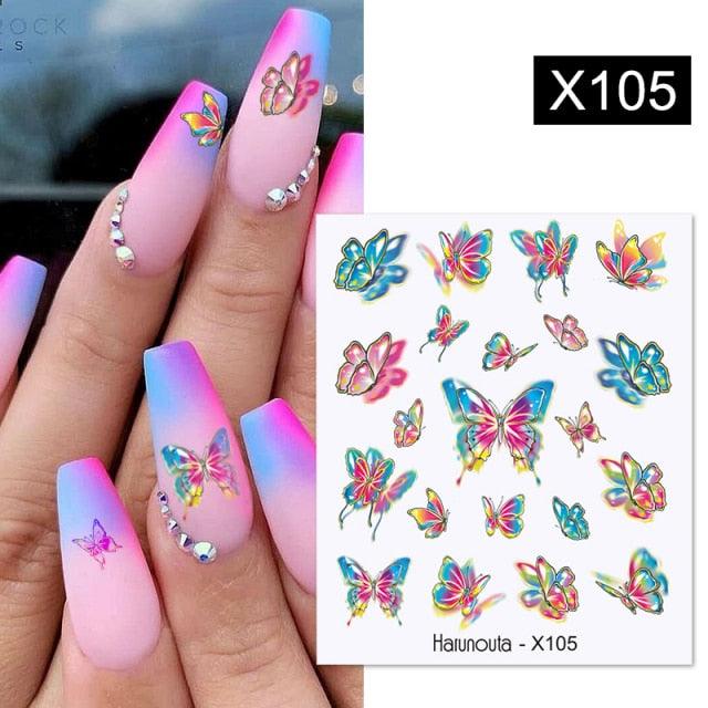 Black Lines Flower Leaves Water Decals Stickers Floral Face Marble Pattern Slider For Nails Summer Nail Art Decoration Summer Stickers on Nails Simple Summer Slider for Manicure Nail Art Watermark Manicure Decor
