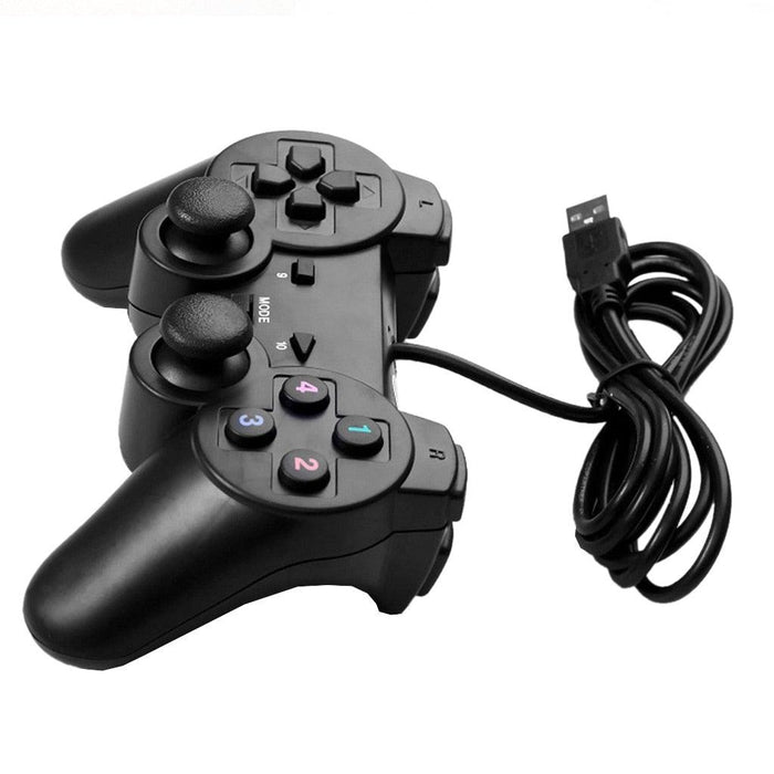 Black Solid Wired Vibration Joystick Gamepad Handle Controller Compatible With PC Laptop Computer - STEVVEX Game - 221, best quality joystick, controller for pc, game, Game Controller, Game Pad, gamepad joystick, joystick, joystick for games, lightweight Game Pad, portable Game Pad, Quality Game Pad, Simple Controller, Simple Game Controller, sustainable joystick - Stevvex.com