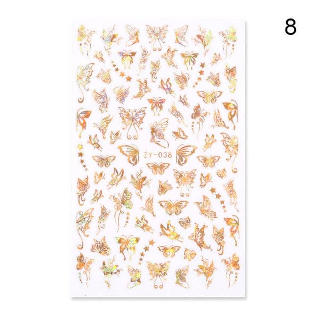 Blue Butterfly 3D Nail Stickers Flowers Leaves Self Adhesive Transfer Sliders Wraps Manicures Foils Decorations Decoration Tattoo Manicure Transfer Nail Decals Flowers Butterfly Designs Nails Supply Manicure Tips Design Nail Decoration