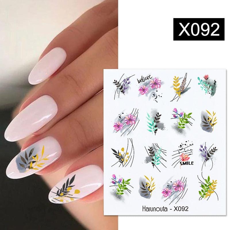 Blue Marble Water Decal Sticker Wave Line Flower Leaf Tree Summer Slider Decor For Manicuring Nail Art Watermarks Curve Graffiti Nail Design for Acrylic Nail Supplies Designer Nail Decorations for Women Girls Kids