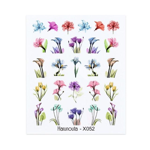 Blue Marble Water Decal Sticker Wave Line Flower Leaf Tree Summer Slider Decor For Manicuring Nail Art Watermarks Curve Graffiti Nail Design for Acrylic Nail Supplies Designer Nail Decorations for Women Girls Kids