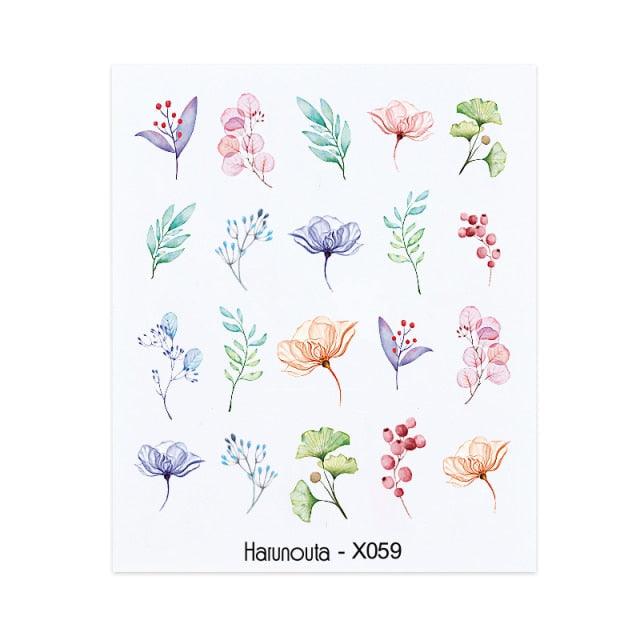 Blue Marble Water Decal Sticker Wave Line Flower Leaf Tree Summer Slider Decor For Manicuring Nail Art Watermarks Curve Graffiti Nail Design for Acrylic Nail Supplies Designer Nail Decorations for Women Girls Kids