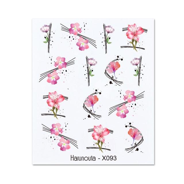 Blue Marble Water Decal Sticker Wave Line Flower Leaf Tree Summer Slider Decor For Manicuring Nail Art Watermarks Curve Graffiti Nail Design for Acrylic Nail Supplies Designer Nail Decorations for Women Girls Kids