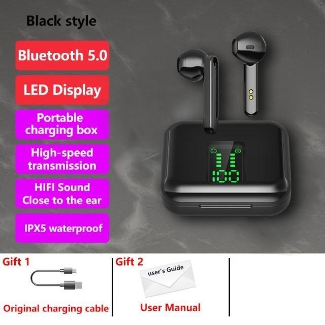 Bluetooth 5.1 Wireless Headphones  Waterproof Sports Workout Earphones With Microphone Bluetooth In Ear Headphones Wireless Headset Quality Deep Bass Soft Earmuffs  Light Weight Built-in Microphone Charging Box 3500mAh