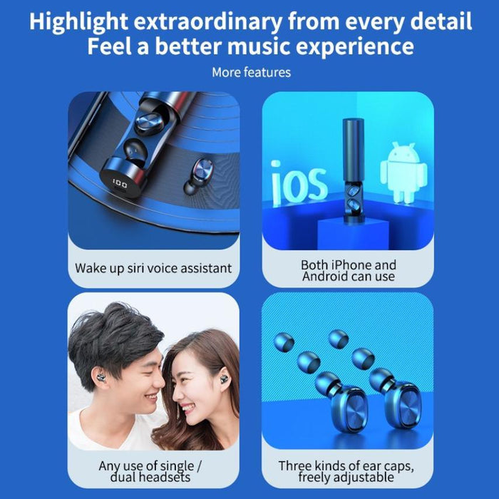 Bluetooth Earphones Wireless Headphones With Microphone Sports Waterproof Touch Control Wireless Headsets Earbuds Phone Updated Design with Industry Leading Sound & Improved Comfort, Long Wireless Range,