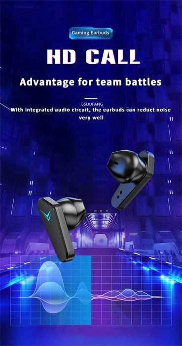 Bluetooth Game Headset Mobile Game 65ms Low Latency Chicken Winner True Wireless Earbuds with Mic Gaming Bluetooth Headphones Touch Control  Eating Competitive Stereo Noise Reduction Earphones With Mic