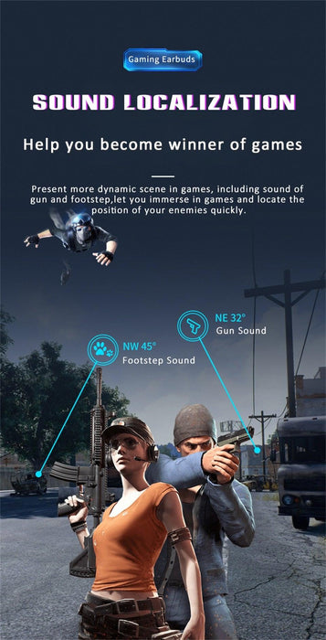 Bluetooth Game Headset Mobile Game 65ms Low Latency Chicken Winner True Wireless Earbuds with Mic Gaming Bluetooth Headphones Touch Control  Eating Competitive Stereo Noise Reduction Earphones With Mic