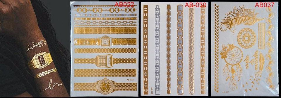 Body Tattoo Art Painting Stickers Glitter Gold Silver Temporary Waterproof Nontoxic Long Lasting Tattoos - STEVVEX Beauty - 103, Beauty, Body Tattoo, Fashion Tattoo, Gold Tattoo, Luxury Tattoo, Mens Tattoo, Silver Tattoo, Stylish Tattoo, Tattoo, Waterproof Tattoo, Womens Tattoo - Stevvex.com
