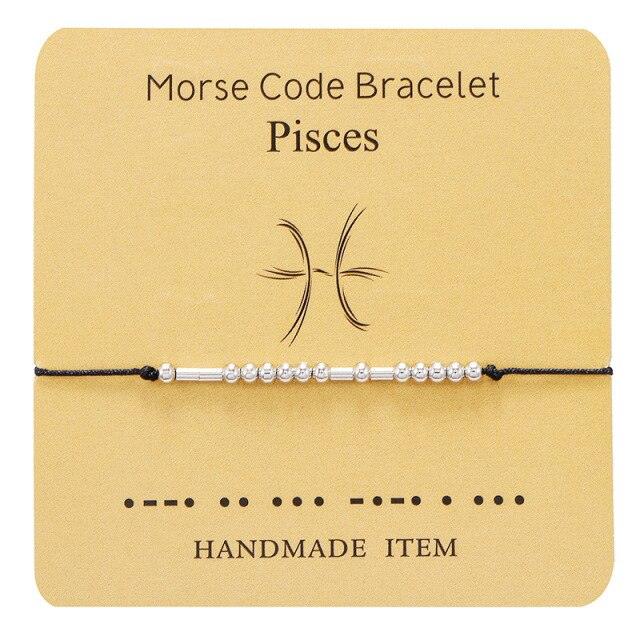 Bracelet Morse Code Braided Charm Bracelets For Women Men Jewelry Silver Adjustable Inspirational Morse Code Beads With Cord Handmade Wrap Bracelet Secret Message Jewelry Gifts For Her