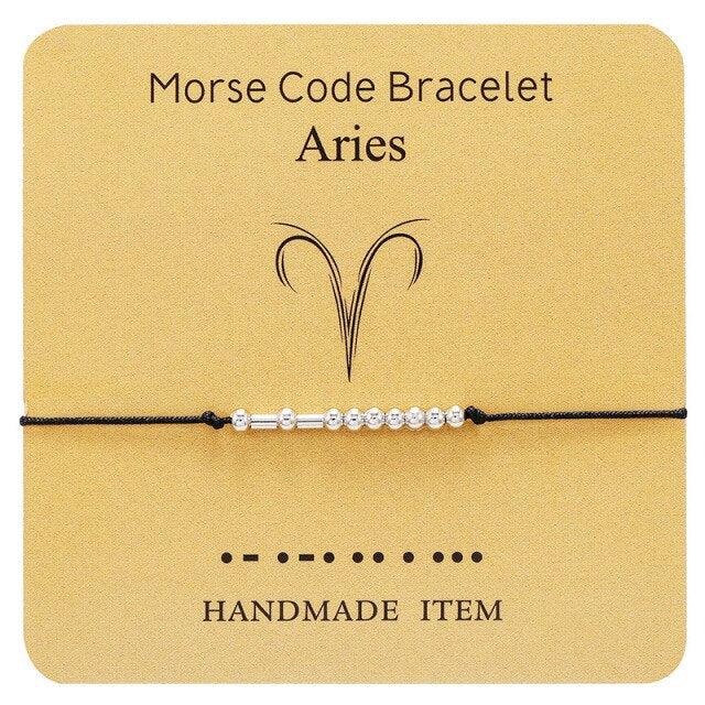 Bracelet Morse Code Braided Charm Bracelets For Women Men Jewelry Silver Adjustable Inspirational Morse Code Beads With Cord Handmade Wrap Bracelet Secret Message Jewelry Gifts For Her