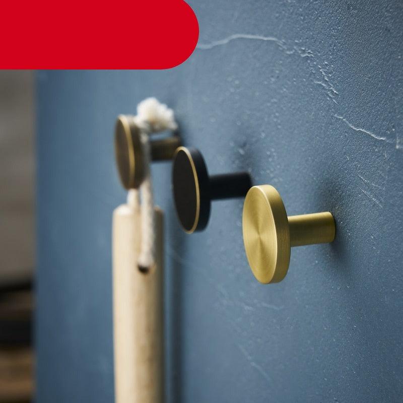 Brass Bearing Hooks Bathroom Indoor Kitchen Hallway Wall Clothes Hooks Wall Hangings Row Hooks Nordic Gold Round Drawer Hooks Kitchen Cabinet Door Hooks Drawer Pull Handles