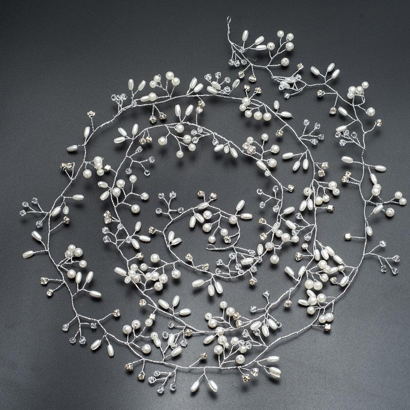 Bridal Wedding Crystal Bride Hair Accessories Pearl Flower Headband Handmade Hairband Beads Decoration Hair Comb Gorgeous Hair Accessories For Women