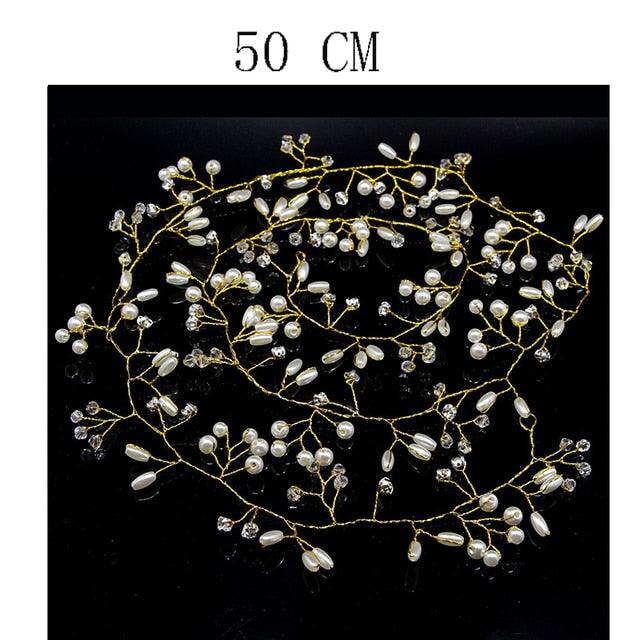 Bridal Wedding Crystal Bride Hair Accessories Pearl Flower Headband Handmade Hairband Beads Decoration Hair Comb Gorgeous Hair Accessories For Women