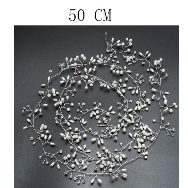 Bridal Wedding Crystal Bride Hair Accessories Pearl Flower Headband Handmade Hairband Beads Decoration Hair Comb Gorgeous Hair Accessories For Women