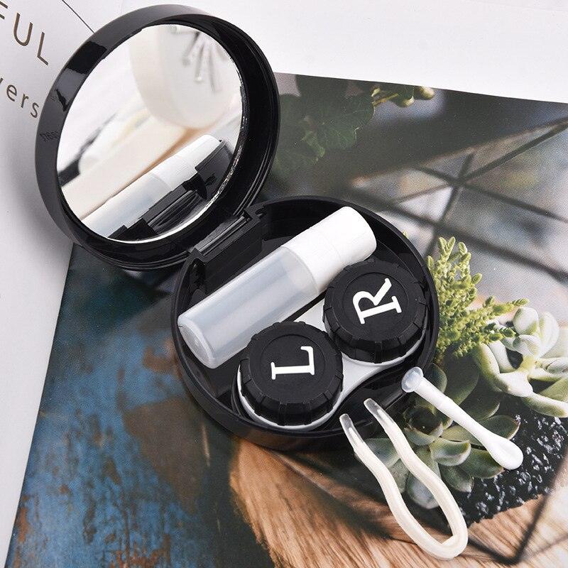 Bright Starlight Round Contact Lens Case With Mirror Storage Box Lens Container Gift Eye Contacts Case Mini Stylish Simple Contact Lens Travel Case Container Kit Set Contacts Lens Hard Case With Mirror