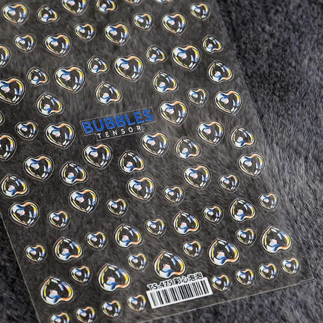 Bubble Cute Black Red Hearts Nail Stickers Nail Art Decorations Nail Decals Design Self-Adhesive 3D Wave Design Decoration for Women Girls Adhesive Striping Tape Nail Art Stickers