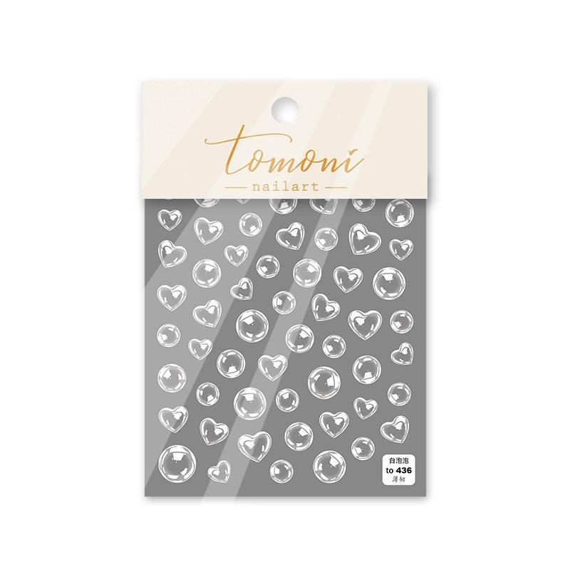 Bubble Cute Black Red Hearts Nail Stickers Nail Art Decorations Nail Decals Design Self-Adhesive 3D Wave Design Decoration for Women Girls Adhesive Striping Tape Nail Art Stickers