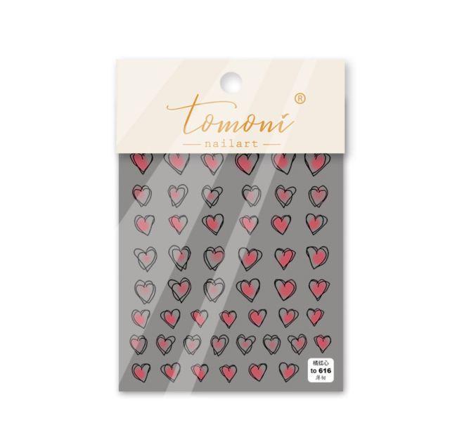 Bubble Cute Black Red Hearts Nail Stickers Nail Art Decorations Nail Decals Design Self-Adhesive 3D Wave Design Decoration for Women Girls Adhesive Striping Tape Nail Art Stickers