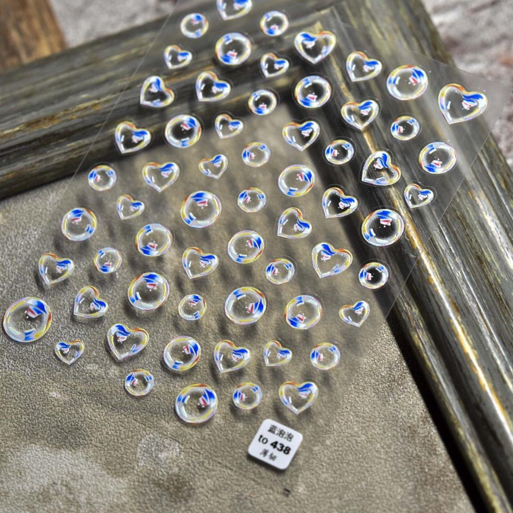 Bubble Cute Black Red Hearts Nail Stickers Nail Art Decorations Nail Decals Design Self-Adhesive 3D Wave Design Decoration for Women Girls Adhesive Striping Tape Nail Art Stickers