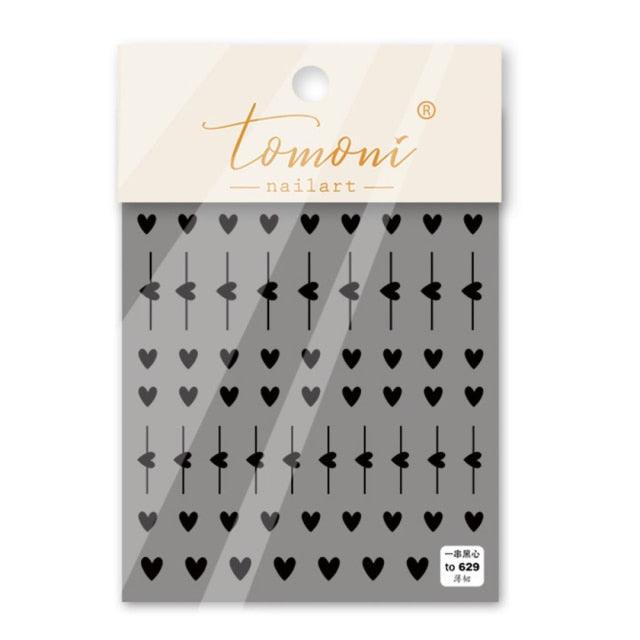 Bubble Cute Black Red Hearts Nail Stickers Nail Art Decorations Nail Decals Design Self-Adhesive 3D Wave Design Decoration for Women Girls Adhesive Striping Tape Nail Art Stickers