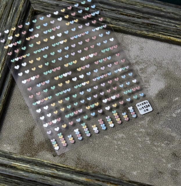 Bubble Cute Black Red Hearts Nail Stickers Nail Art Decorations Nail Decals Design Self-Adhesive 3D Wave Design Decoration for Women Girls Adhesive Striping Tape Nail Art Stickers