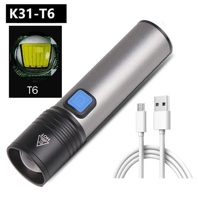 Built in battery XP-G Q5 Zoom Focus Mini led Flashlight Torch Lamp Lantern 2000 Lumen Adjustable Penlight Waterproof T6 light  Focus IP65 Water-Resistant Portable for Indoor and Outdoor Camping Hiking