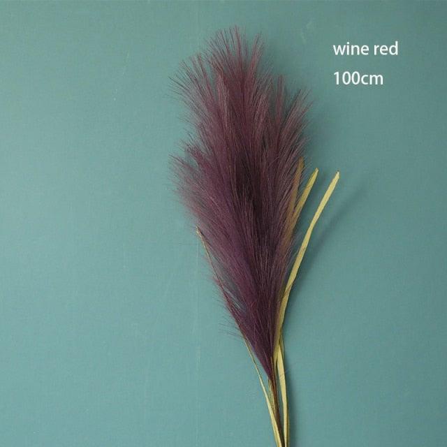 Bulrush Artificial Pampas Grass Phragmites 100cm Popular Natural Dried Small Pampas Grass For Wedding Flower Bunch Floor Vase Filler for Living Room Kitchen Decor