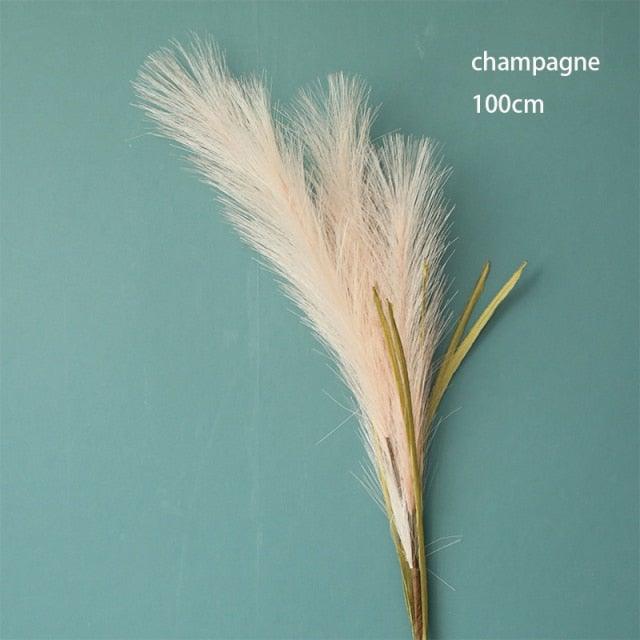 Bulrush Artificial Pampas Grass Phragmites 100cm Popular Natural Dried Small Pampas Grass For Wedding Flower Bunch Floor Vase Filler for Living Room Kitchen Decor