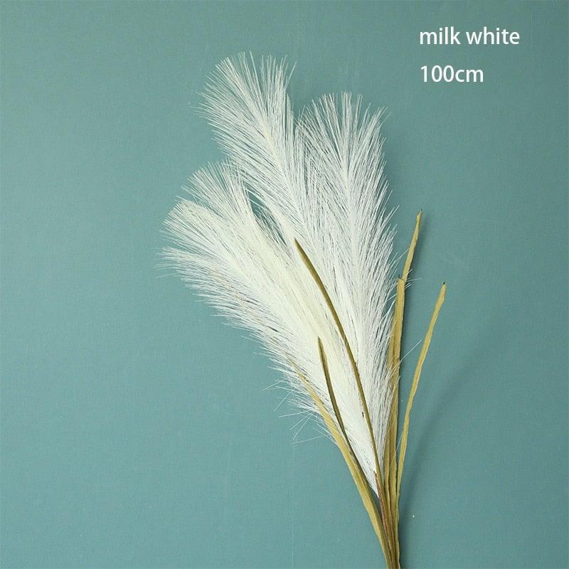 Bulrush Artificial Pampas Grass Phragmites 100cm Popular Natural Dried Small Pampas Grass For Wedding Flower Bunch Floor Vase Filler for Living Room Kitchen Decor