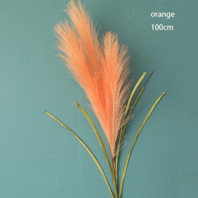 Bulrush Artificial Pampas Grass Phragmites 100cm Popular Natural Dried Small Pampas Grass For Wedding Flower Bunch Floor Vase Filler for Living Room Kitchen Decor