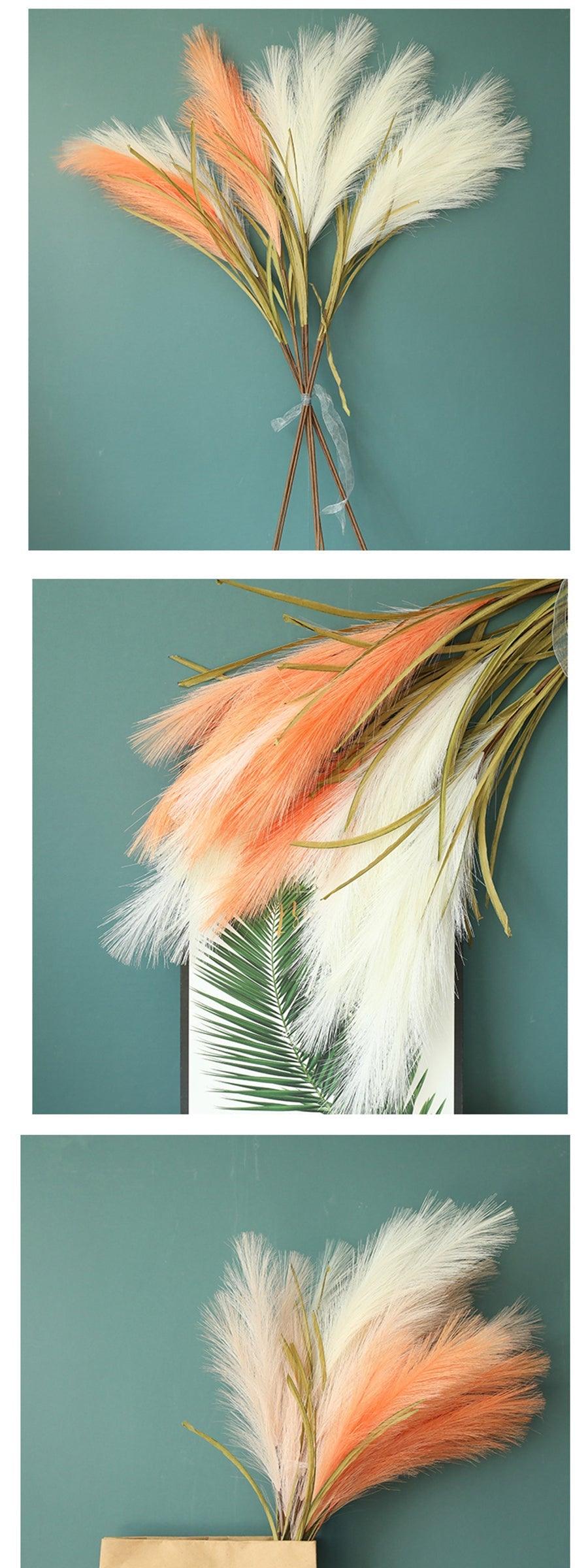 Bulrush Artificial Pampas Grass Phragmites 100cm Popular Natural Dried Small Pampas Grass For Wedding Flower Bunch Floor Vase Filler for Living Room Kitchen Decor