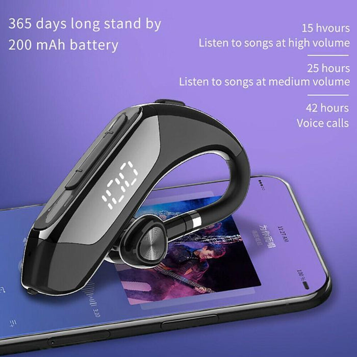 Business Bluetooth 5.0 Wireless Single-Ear Headset LED Power Display Ultra-Long Standby Earbud Headphones Wireless Black Earphone Bluetooth Noise Isolating Wireless Earbuds With Microphones Clear Calls Painless Wearing
