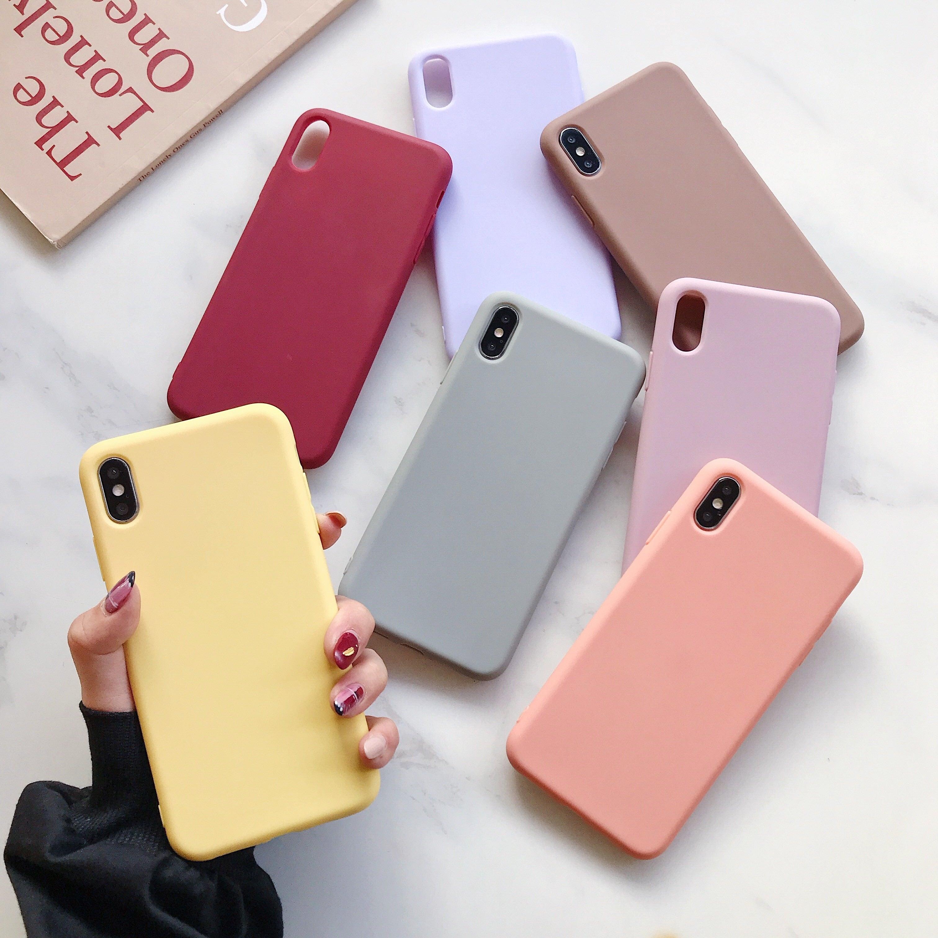 Candy Color Case for iPhone 13 12 14 Pro Max Ultra Thin Soft Back Phone Cover On iPhone Colorful Thin Case Protective Cover Soft Silicone Mobile Phone Case Cover