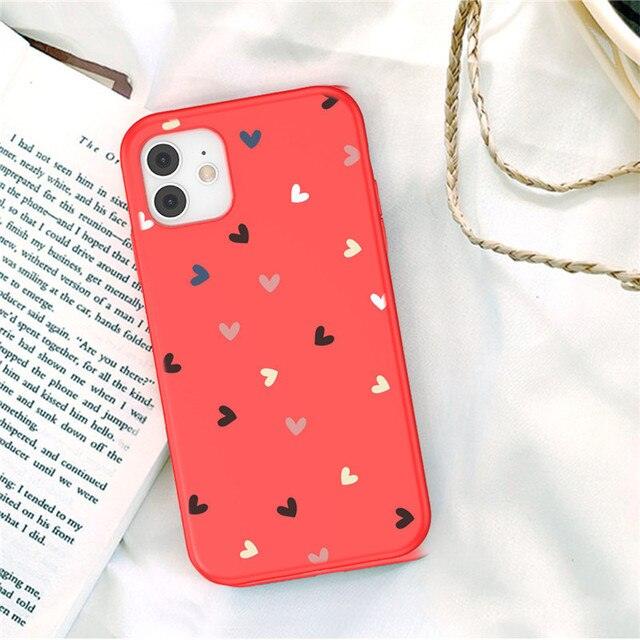 Candy Color Cute Love Heart Phone Case For Iphone 13 12 11 Pro Max Soft Silicon Purple White Silicone Case With Little Heart Pattern Slim Shockproof Protective  Back Cover