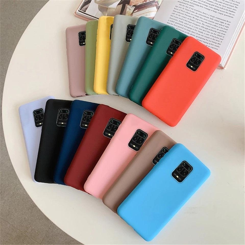 Candy Color Silicone Phone Case for Xiaomi Redmi Note 10 10S 9S 9 Pro Max 8 7 Plus Matte Soft Cover for Redmi 10X 9A 8A 7A Silicone Protective Mobile Phone Case Outdoor Protective Case Slim Phone Protection
