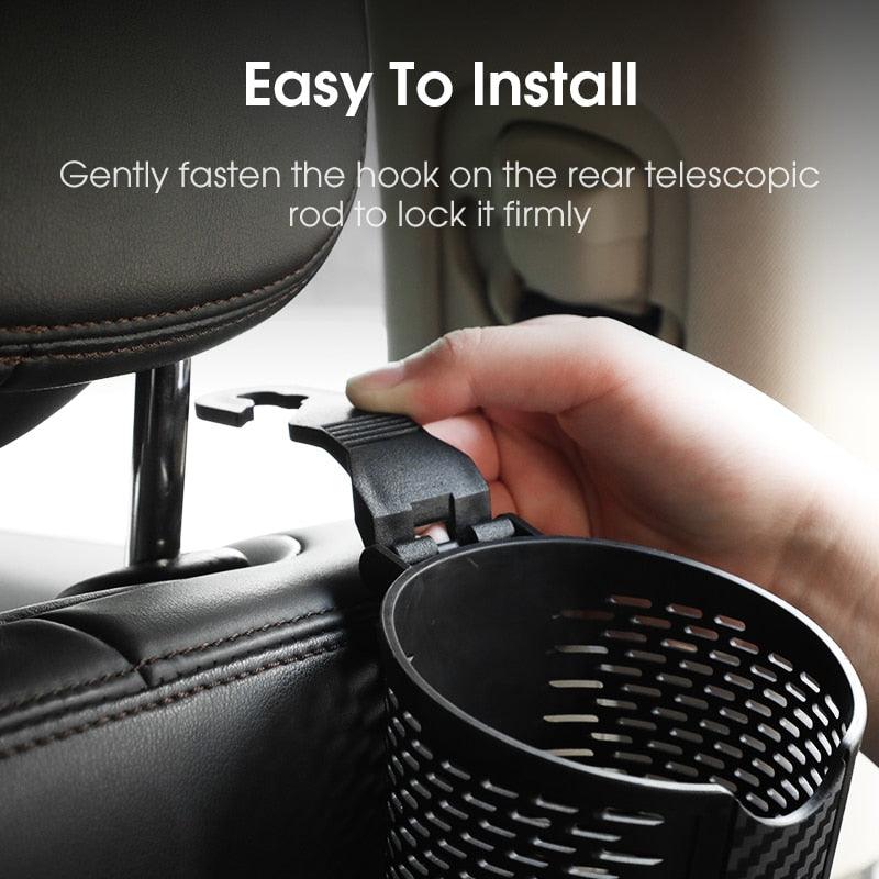 Car Cup Holder Seat Back Hook Organize Storage Basket Phone Holder Universal Car Accessories Interior PVC organizer box Large Cup Holder Adapter For Car Trucks Water Bottle Beverage Can