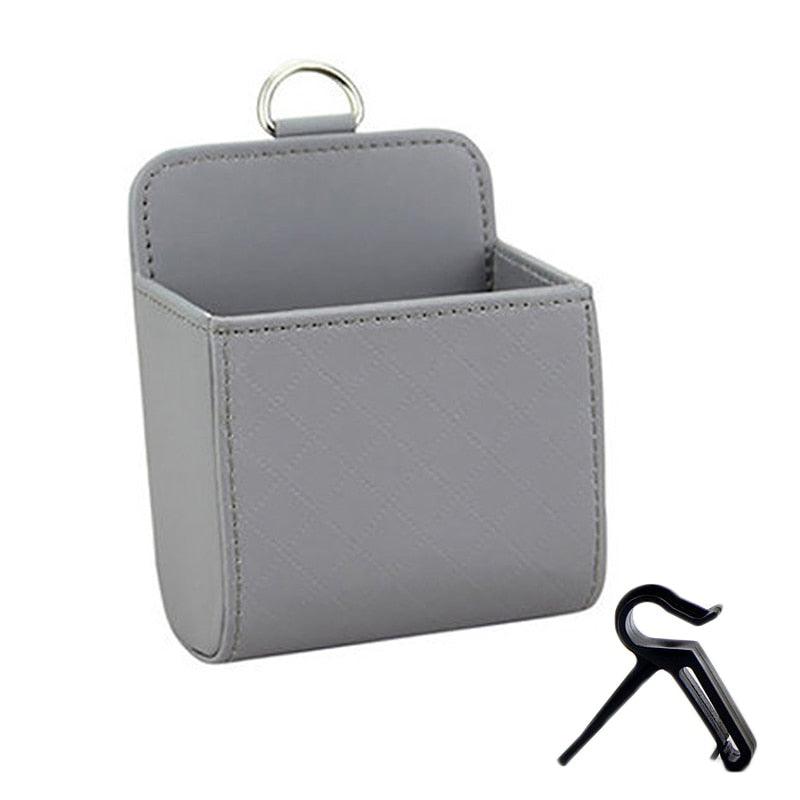 Car Storage Bag Air Vent Dashboard Tidy Hanging Leather Organizer Box Glasses Phone Holder Storage Organizer Car Accessories PU Leather Pouch Holder Mobile Phone Hanging Organizer Container
