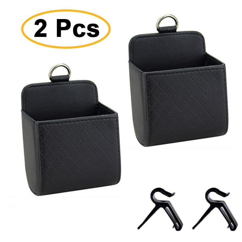 Car Storage Bag Air Vent Dashboard Tidy Hanging Leather Organizer Box Glasses Phone Holder Storage Organizer Car Accessories PU Leather Pouch Holder Mobile Phone Hanging Organizer Container
