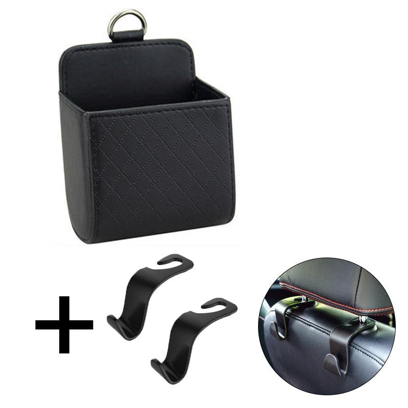 Car Storage Bag Air Vent Dashboard Tidy Hanging Leather Organizer Box Glasses Phone Holder Storage Organizer Car Accessories PU Leather Pouch Holder Mobile Phone Hanging Organizer Container