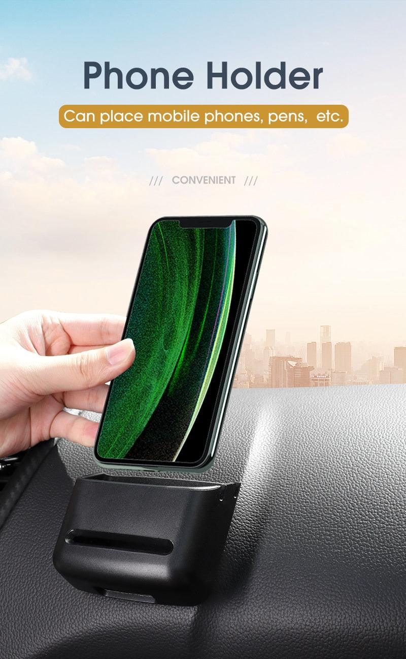 Car Storage Box For Coin Card Mobile Phone Holder Auto Interior Supplies Sundries Bracket Soft PVC Car Organizer Car Air Vent Storage Bag Organizer Pocket Sunglass Holder Car Mount Phone Holder Coin Key Card Case Organizer With Hook