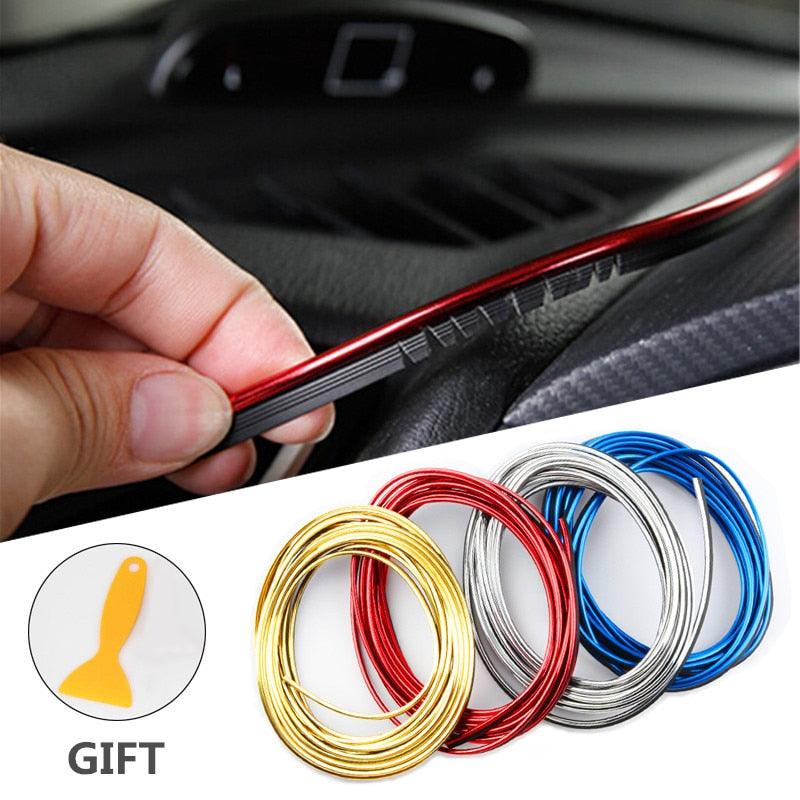 Car Styling Universal Flexible Interior Moulding Trim Strips Car Accessories Decoration Strip Dashboard Universal Car Gap Fillers Automobile Moulding Line Decorative Accessories Edge Sticker Flexible Strip Garnish Accessory with Installing Tool
