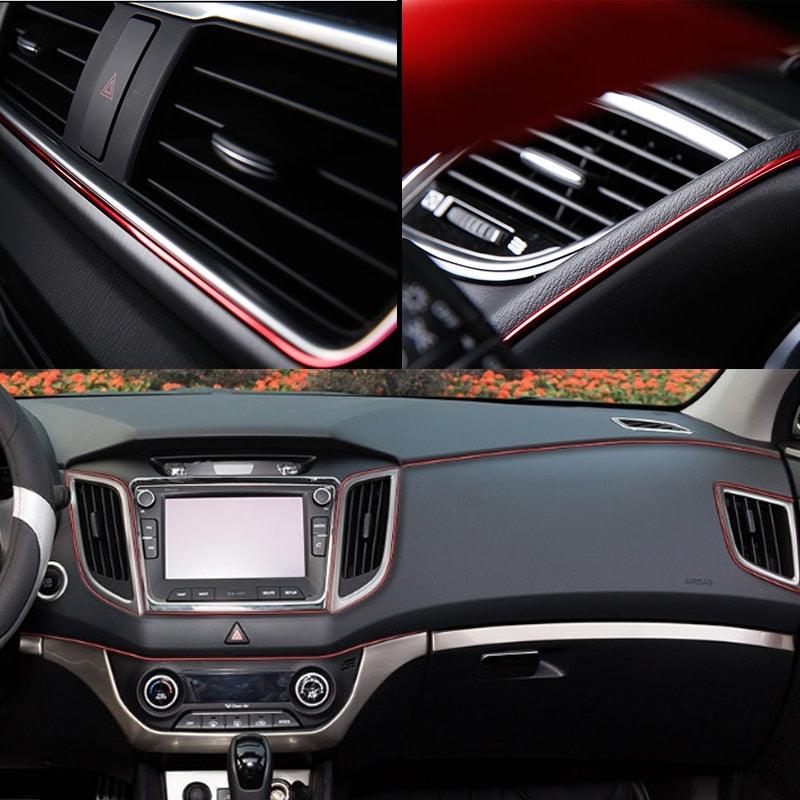 Car Styling Universal Flexible Interior Moulding Trim Strips Car Accessories Decoration Strip Dashboard Universal Car Gap Fillers Automobile Moulding Line Decorative Accessories Edge Sticker Flexible Strip Garnish Accessory with Installing Tool