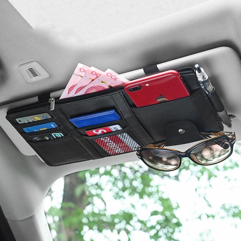 Car Sun Visor Organizer Multi-pocket Auto Truck Storage Pouch Bills Pen Card Glasses Holder Car Accessories Gadget Auto Interior Accessories Pocket Organizer Car Truck Storage Pouch Holder with Multi-Pocket Net