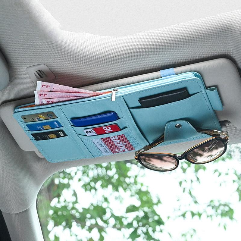 Car Sun Visor Organizer Multi-pocket Auto Truck Storage Pouch Bills Pen Card Glasses Holder Car Accessories Gadget Auto Interior Accessories Pocket Organizer Car Truck Storage Pouch Holder with Multi-Pocket Net