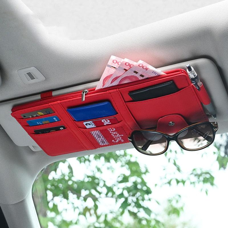 Car Sun Visor Organizer Multi-pocket Auto Truck Storage Pouch Bills Pen Card Glasses Holder Car Accessories Gadget Auto Interior Accessories Pocket Organizer Car Truck Storage Pouch Holder with Multi-Pocket Net