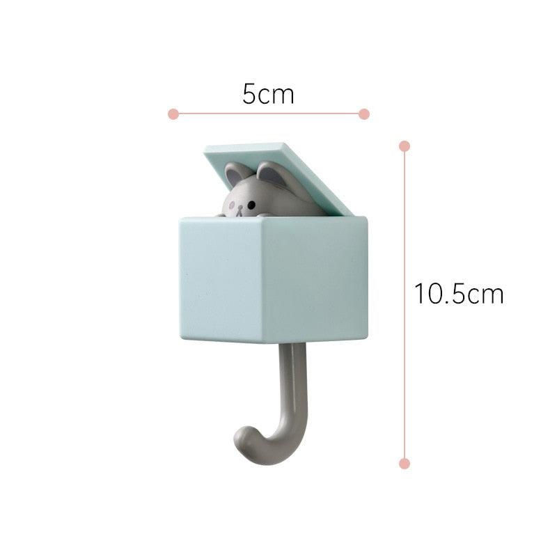 Cartoon Cat Hook Self Adhesive Dormitory Bedroom Door Hangers Hooks Key Umbrella Towel Cap Coat Rack Wall Animal Decoration Rack Non-Marking Hook Nail-Free Animal Hook Entrance Key Strong Sticking Hook