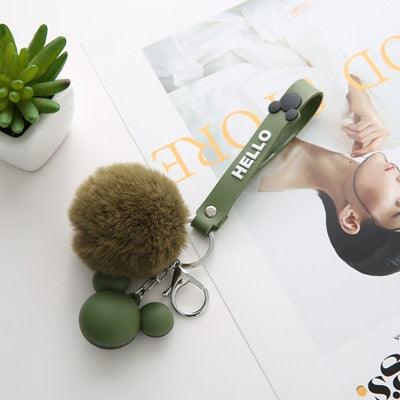 Cartoon Cute Fluffy Rabbit Fur Ball Keychain Rabbit Fur Ball Pompom Keychain Gold Plated Keychain with Plush for Car Key Ring or Handbag Bag Decoration For Women Pompom Rabbit Fur Key Ring Key chain on Bag Car Jewelry