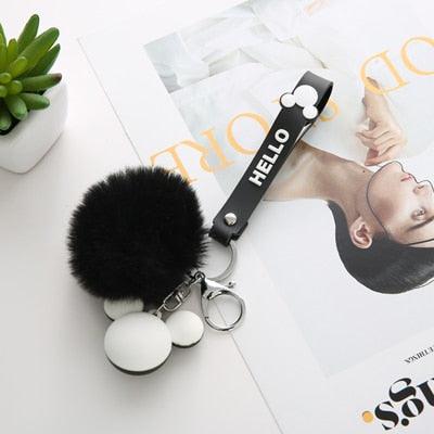 Cartoon Cute Fluffy Rabbit Fur Ball Keychain Rabbit Fur Ball Pompom Keychain Gold Plated Keychain with Plush for Car Key Ring or Handbag Bag Decoration For Women Pompom Rabbit Fur Key Ring Key chain on Bag Car Jewelry