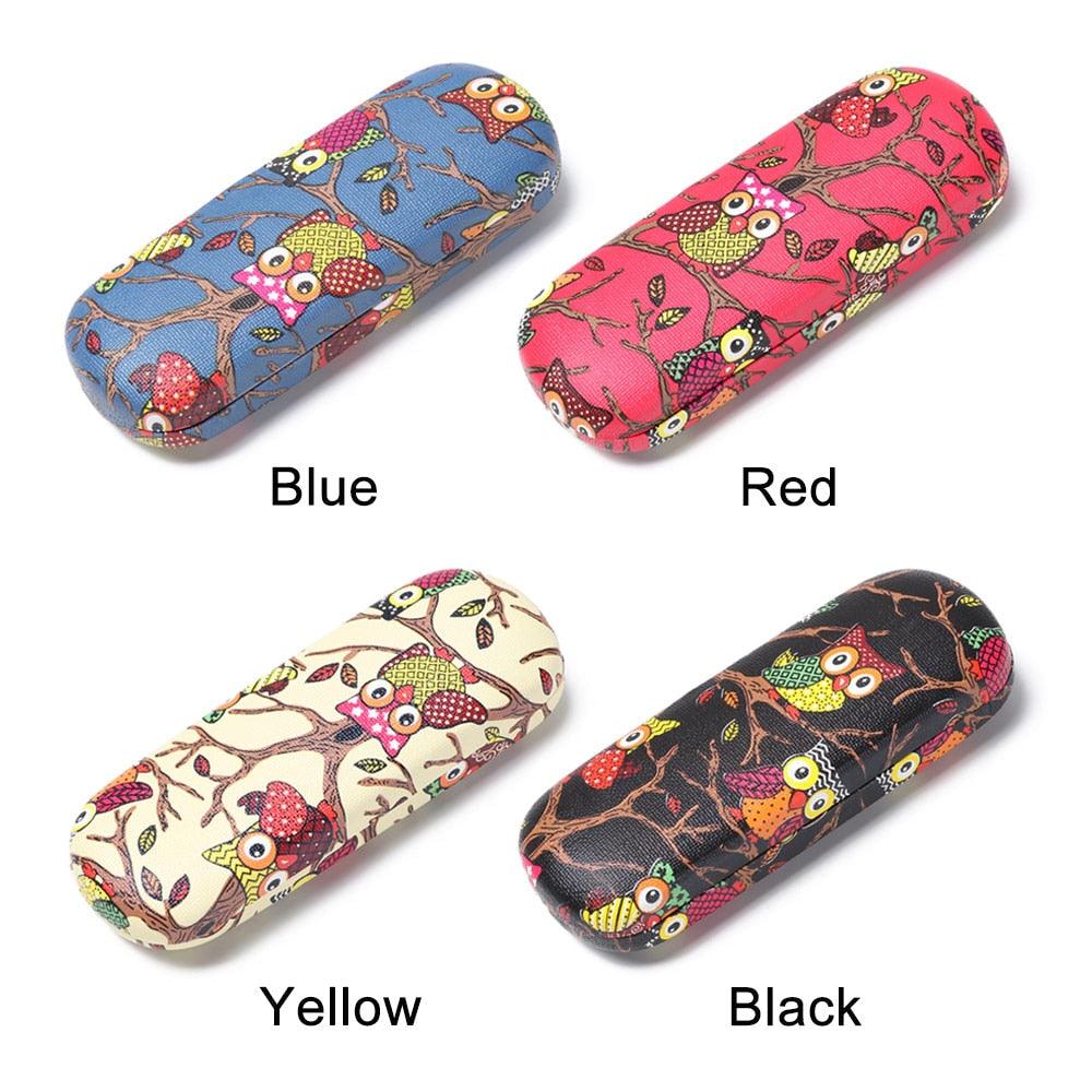 Cartoon Eye Glasses Case Cute Owl Animal Sunglasses Storage Protector Portable Hard Leather Reading Pattern Glasses Case Hard Shell Eyeglass Cases For Women Girls Kids Portable Travel Eyewear Hard Case Anti-shock Eye Glasses Case