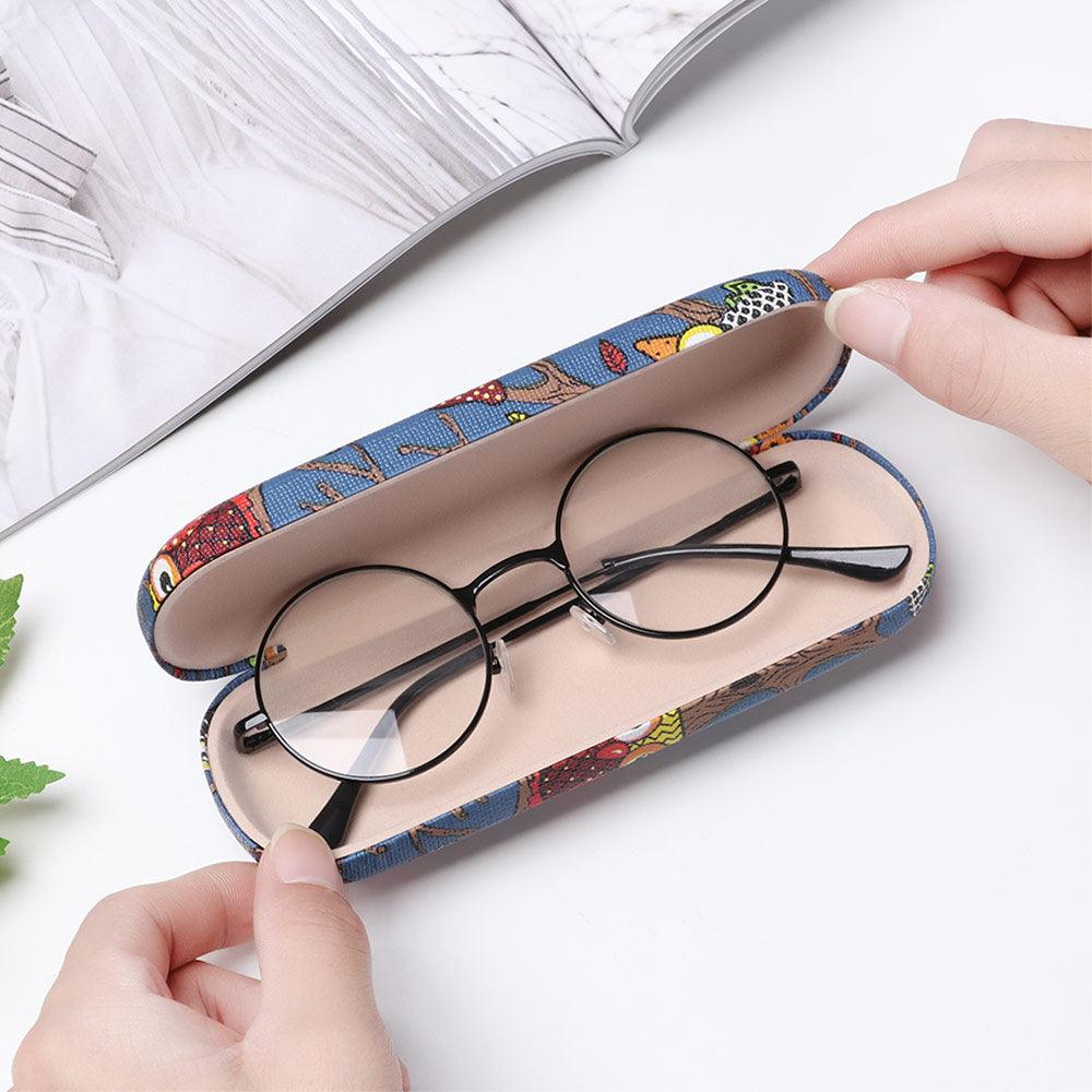 Cartoon Eye Glasses Case Cute Owl Animal Sunglasses Storage Protector Portable Hard Leather Reading Pattern Glasses Case Hard Shell Eyeglass Cases For Women Girls Kids Portable Travel Eyewear Hard Case Anti-shock Eye Glasses Case